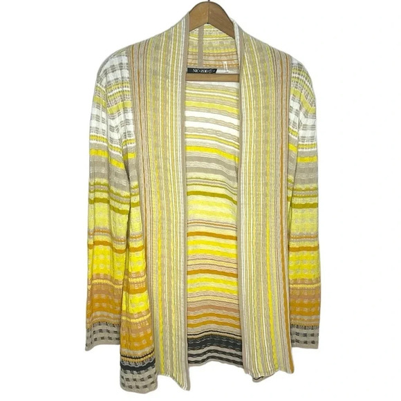 NIC+ZOE Longline Butter Yellow Open Cardigan Autumnal Fall Cozy Sweater - Picture 1 of 9